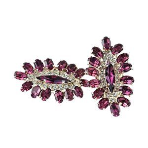 Leah Swarovski Crystal Purple Silver Clip-On Earrings